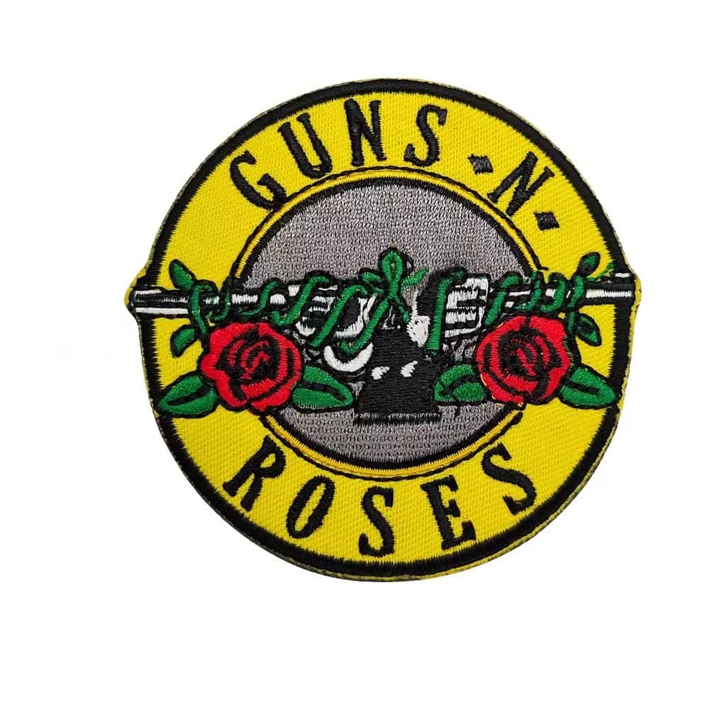 Round Patch Gun Rose Tactical Combat Badge Military Morale Patch Novelty Embroidered Badge Darn Sticker Iron On or Sew Yellow Rose csljmy20220613-0005 csljmybd20220613-0005