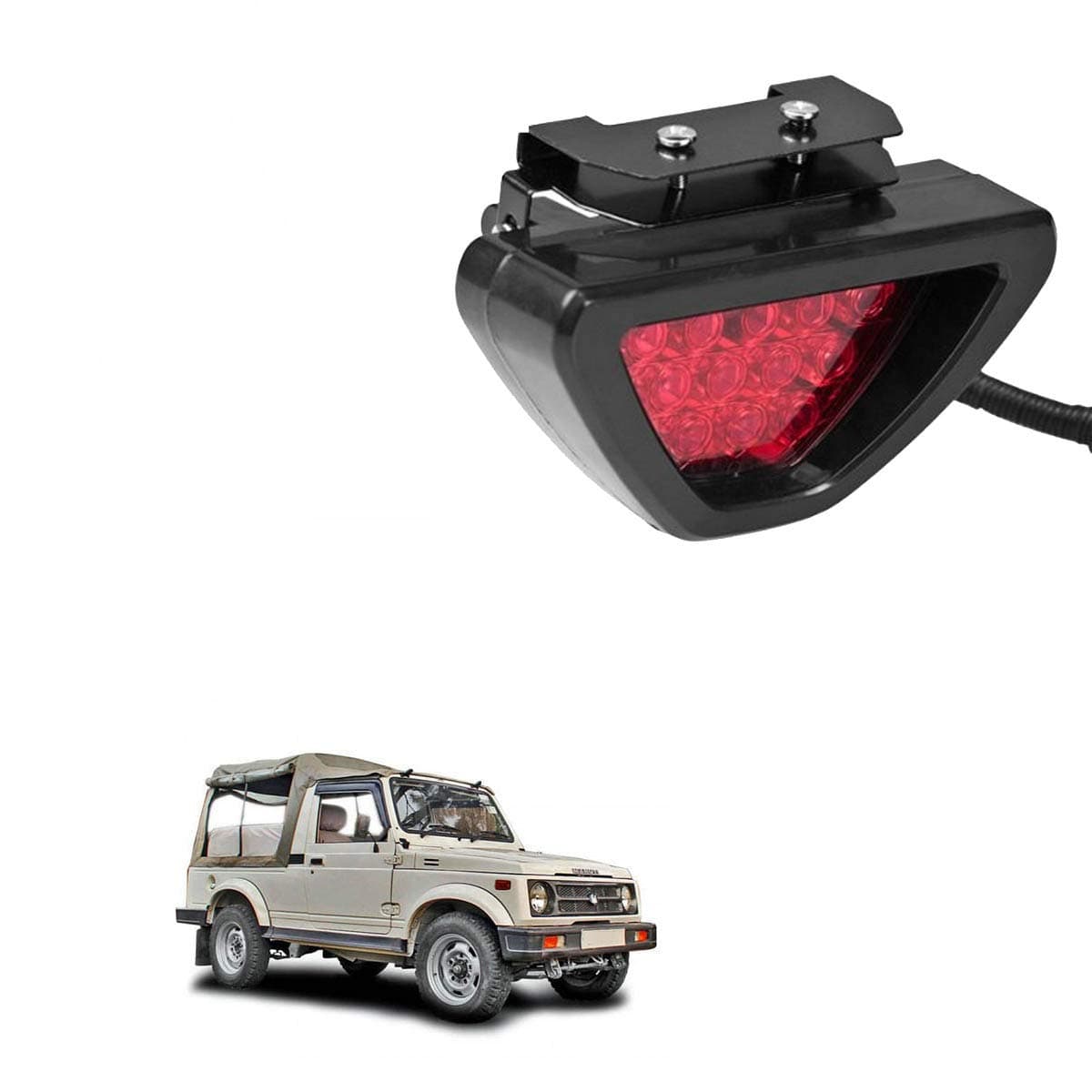 Autokraftz Triangle 12 Led Brake Light with Flash Mode Universal For Maruti Suzuki Gypsy King