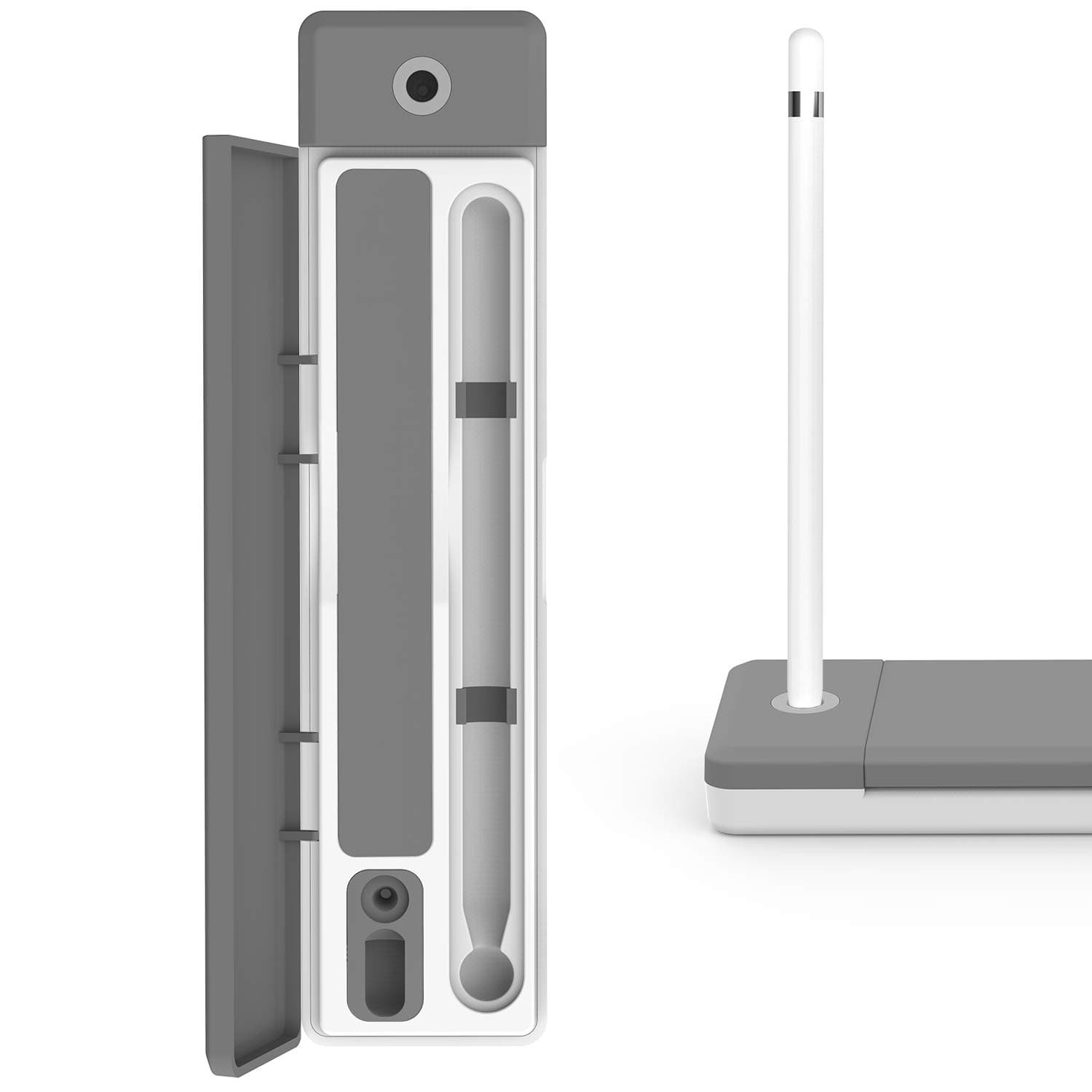 Ciscle Pencil Case Compatible for Apple Pencil, Plastic Carrying Case and Stand Pencil Holder with USB-and-Type-C Cable Compatible for Apple Pencil.