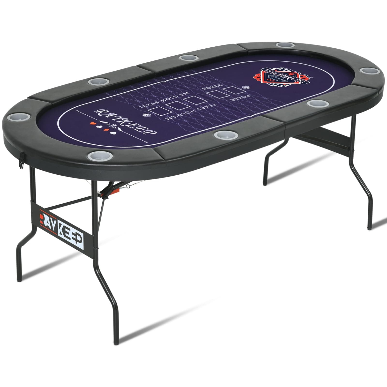 RAYKEEP 71 Inch Poker Table Foldable, 8 Player Folding Poker Tables w/Collaps...