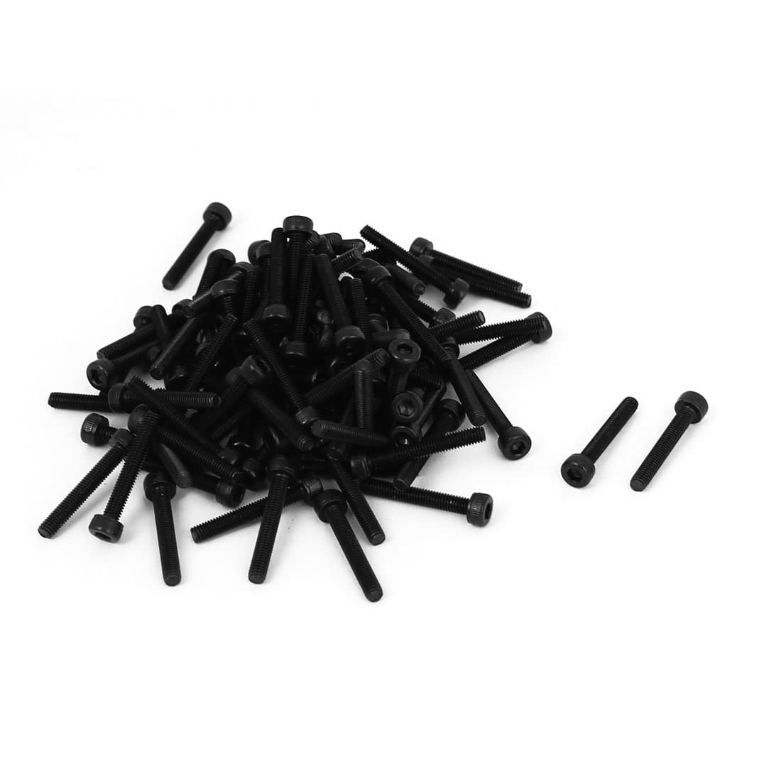 uxcell M3x20mm Screw Cap Point Hex Socket Screws Bolts 100Pcs