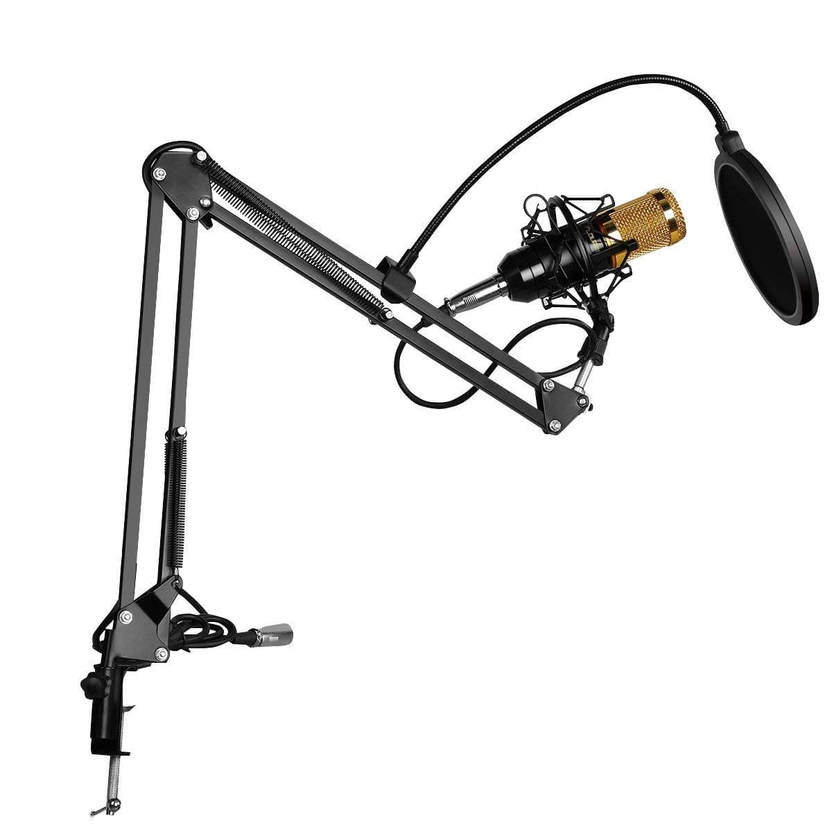 BM-800 Condenser Microphone Kit, BM-800 Mic Bundle with Adjustable Mic Suspension Scissor Arm, Metal Shock Mount and Double-Layer Pop Filter for Studio Recording & Broadcasting