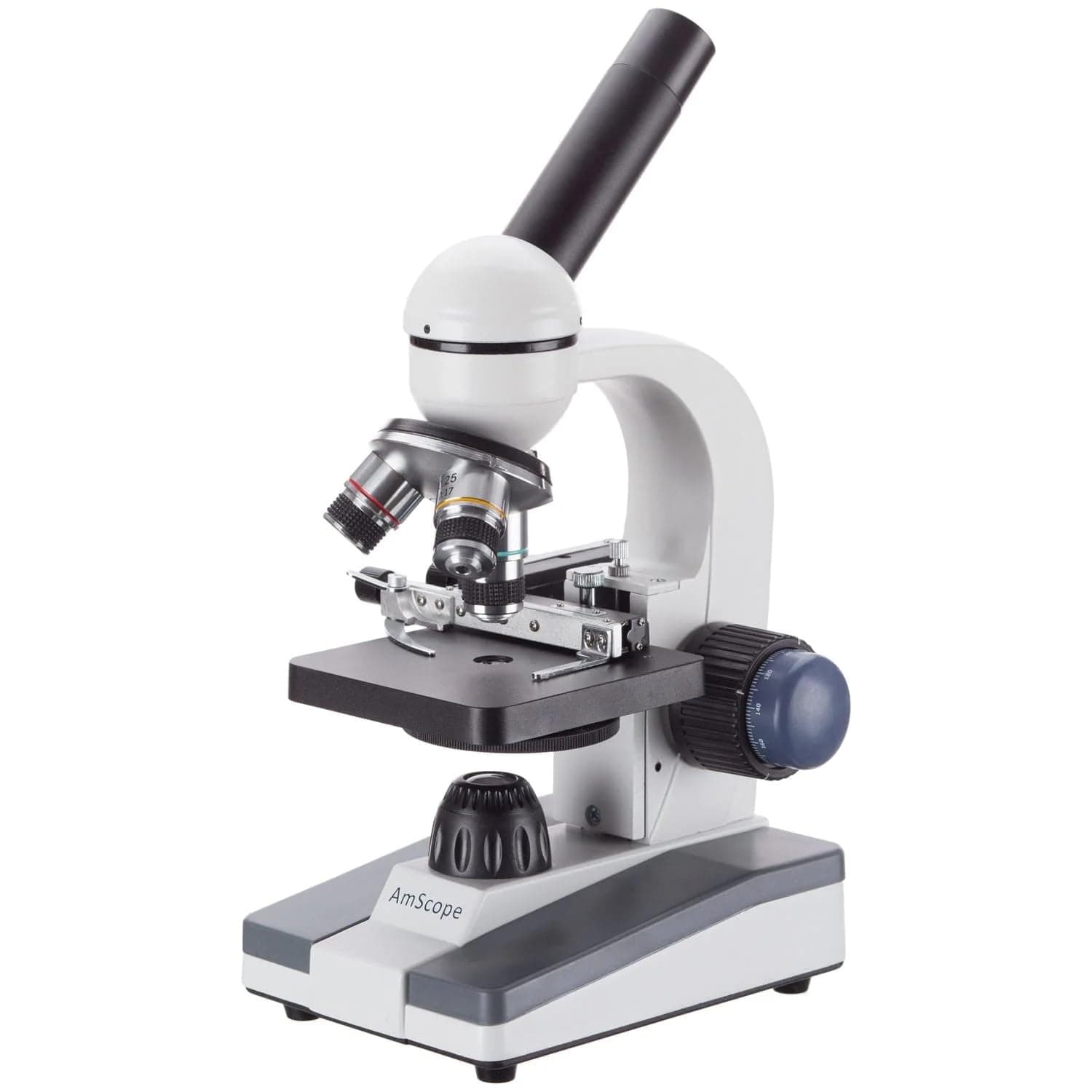 AmScope 40X-1000X Student Biological Compound Microscope with Sturdy All-Metal Framework, Optical Glass Lenses, Mechanical Stage and Coarse & Fine Focusing
