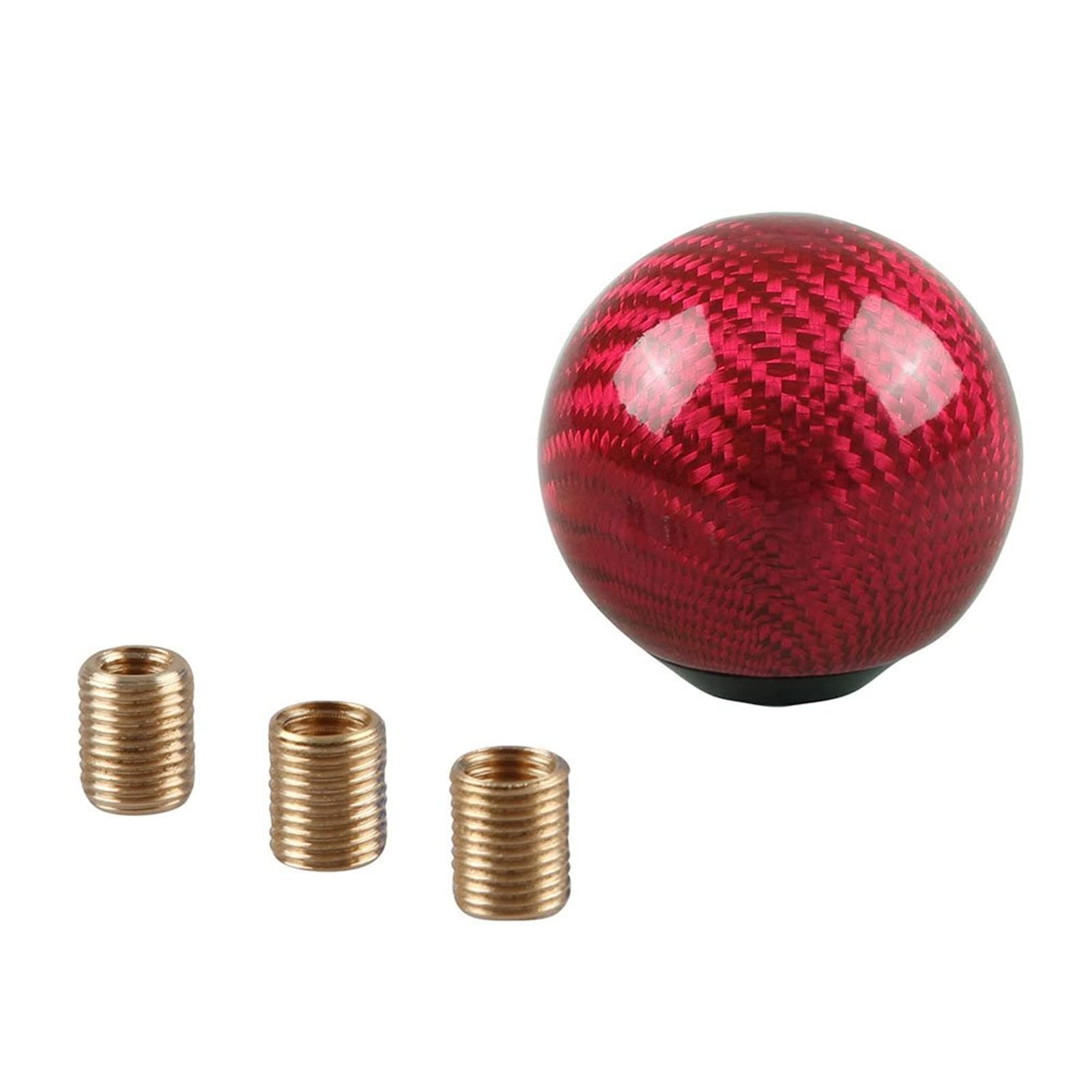 Carbon Fiber Shift Knob Gear Shifter Knobs with 3 Adapters Round Ball Stick Shifter Level Red