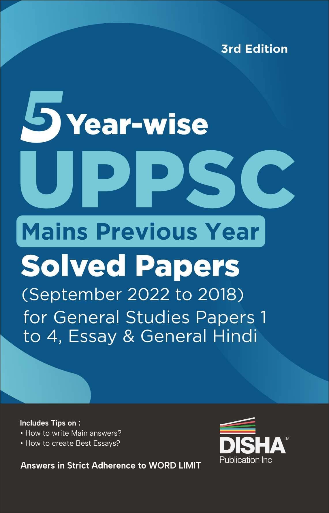 5 Year-wise UPPSC Mains Previous Year Solved Papers (2022 to 2018) for General Studies Papers 1 to 4, Essay & General Hindi
