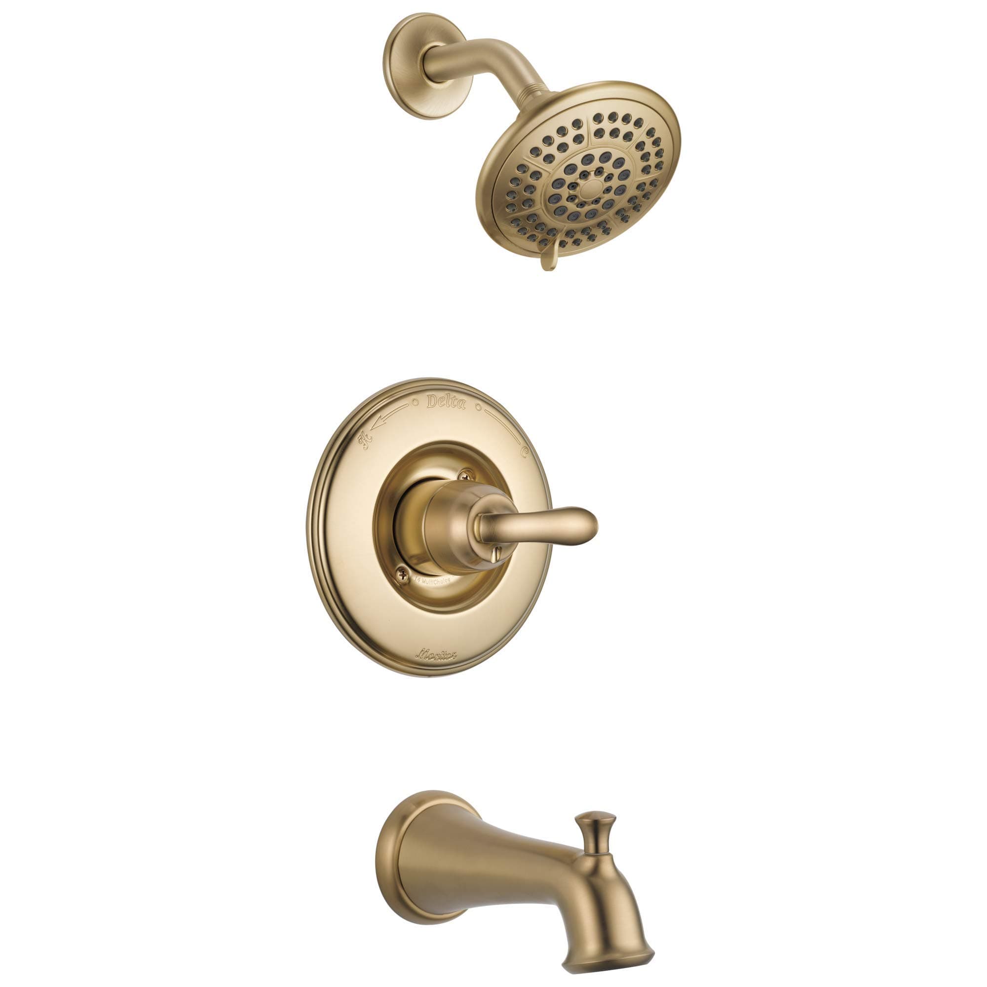 Linden 14 Series Single-Function Tub and Shower Trim Kit with 5-Spray Touch Clean Shower Head, Champagne Bronze T14494-CZ (Valve Not Included)
