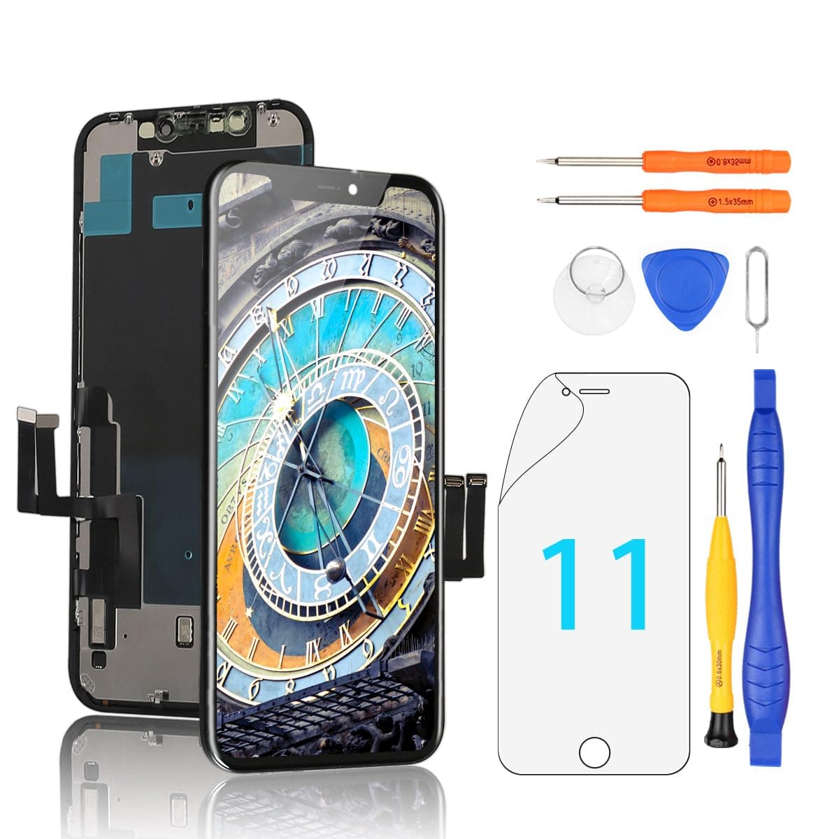 Yodoit for iPhone 11 LCD Screen Replacement Kit Display 3D Touch Digitizer Assembly 6.1 inch with Repair Tool, Adhesive, Screen Protector, Compatible with Model A2111, A2223, A2221 (Black)