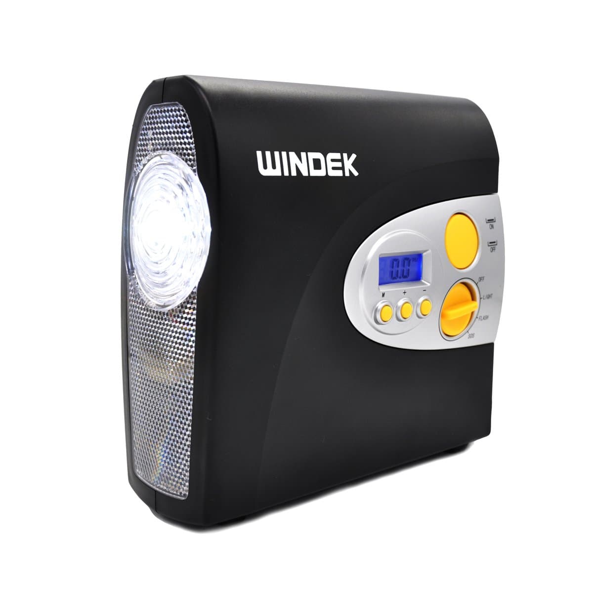 Windek RCP-A1 Black Pre-Set Digital Air Compressor/Car Tire Inflator with LED Light and Adaptor Set (100PSI 12V, A1, 28 LPM)