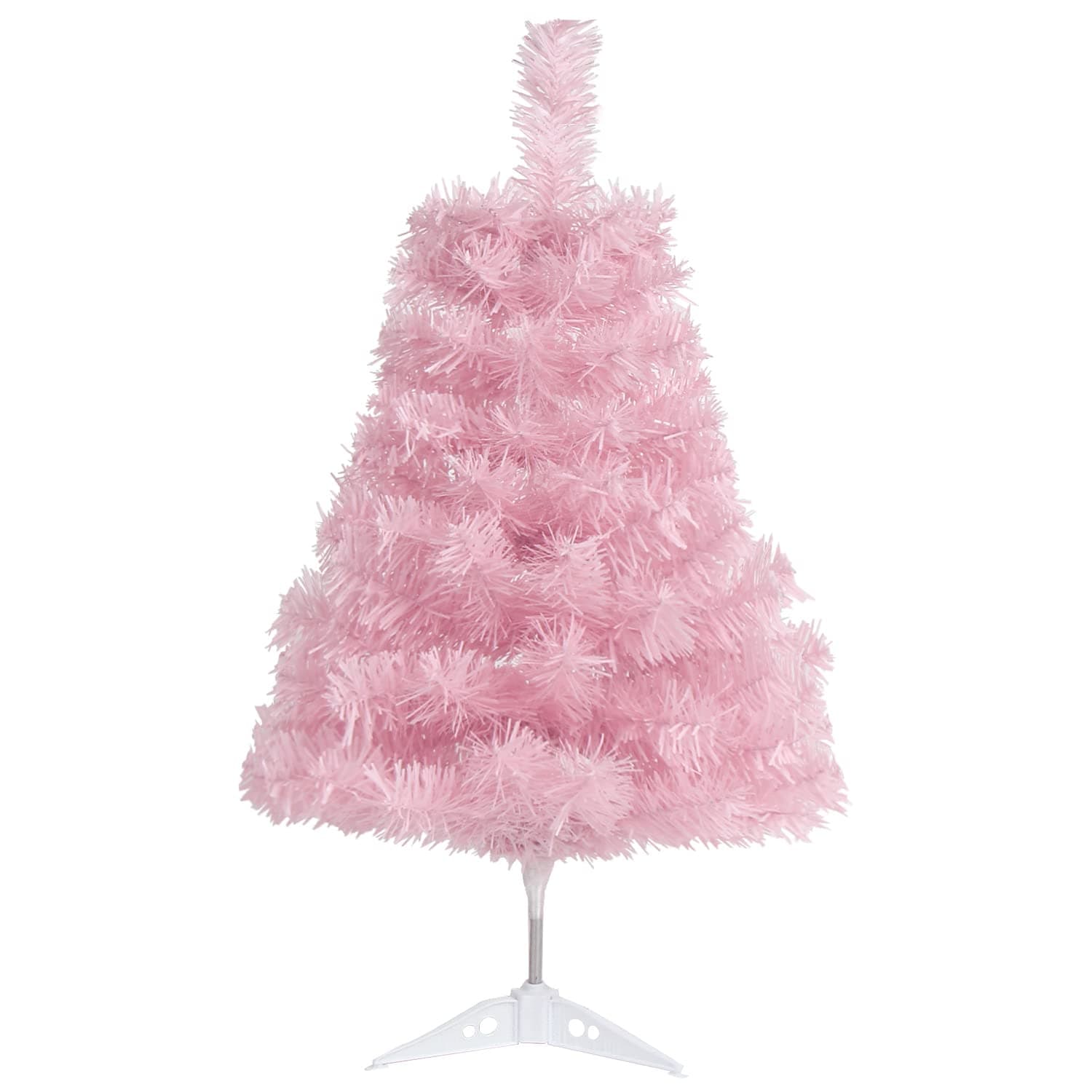 CCINEE 2Ft Artificial Christmas Tree, Pink Mini Tabletop Hinged Christmas Tree with Plastic Stand 80 Branch Tips for Xmas Party Supplies Home Indoor Decoration