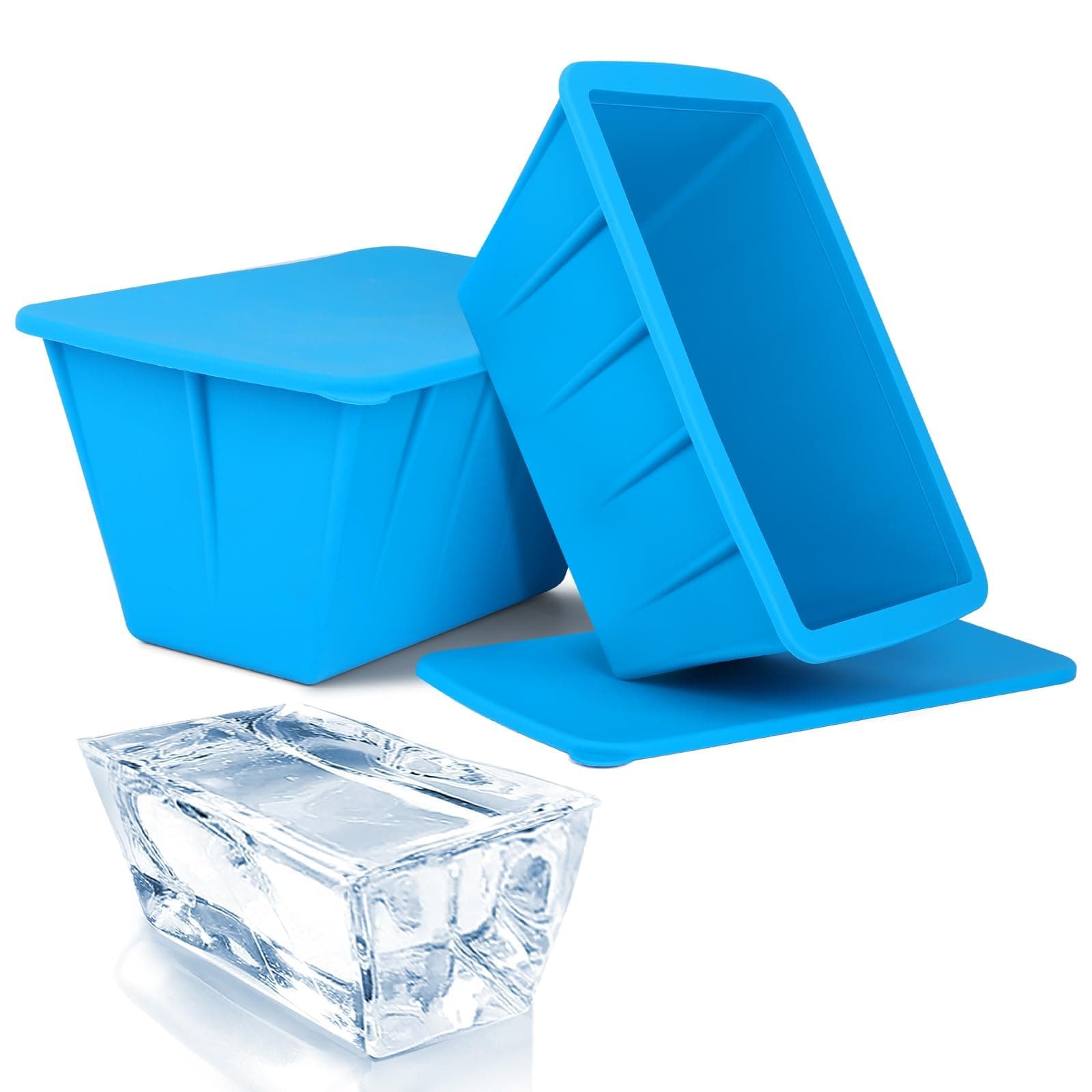 MOFEEZIce Block Mold 2 Pack, Extar Large Ice Molds Making 16lbs Ice Block For Ice Bath And Coolers, Ice Bath Ice Mold Silicone, Ideal For Cold Plunge, Chilled Coolers, And Bartender Accessories