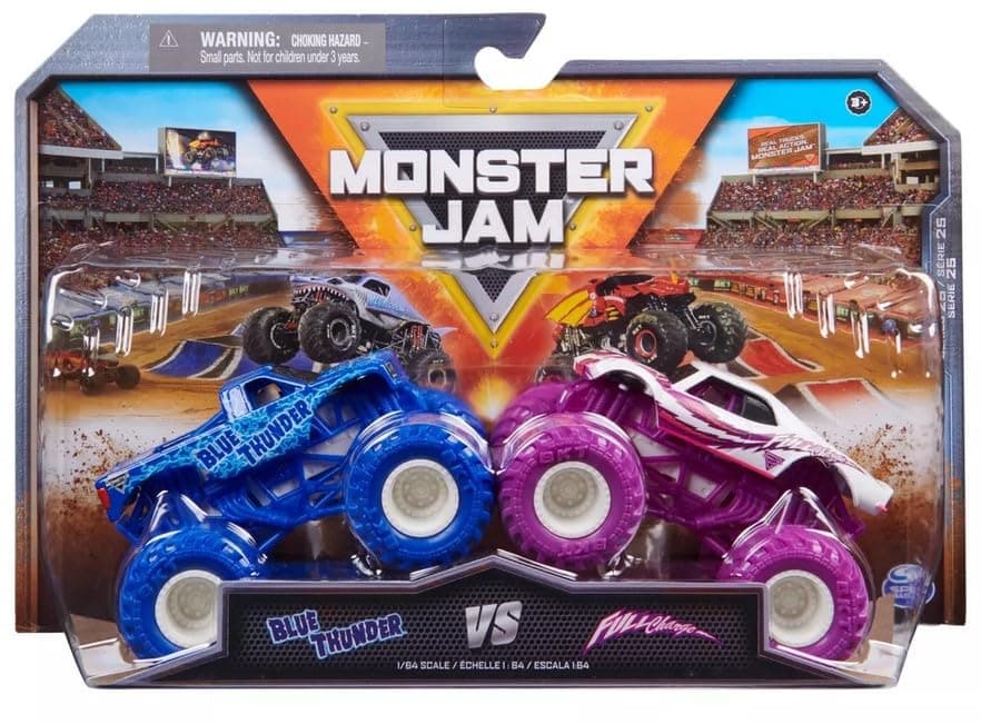 Monster Jam Blue Thunder vs Full Charge (1:64 Scale Double Pack)
