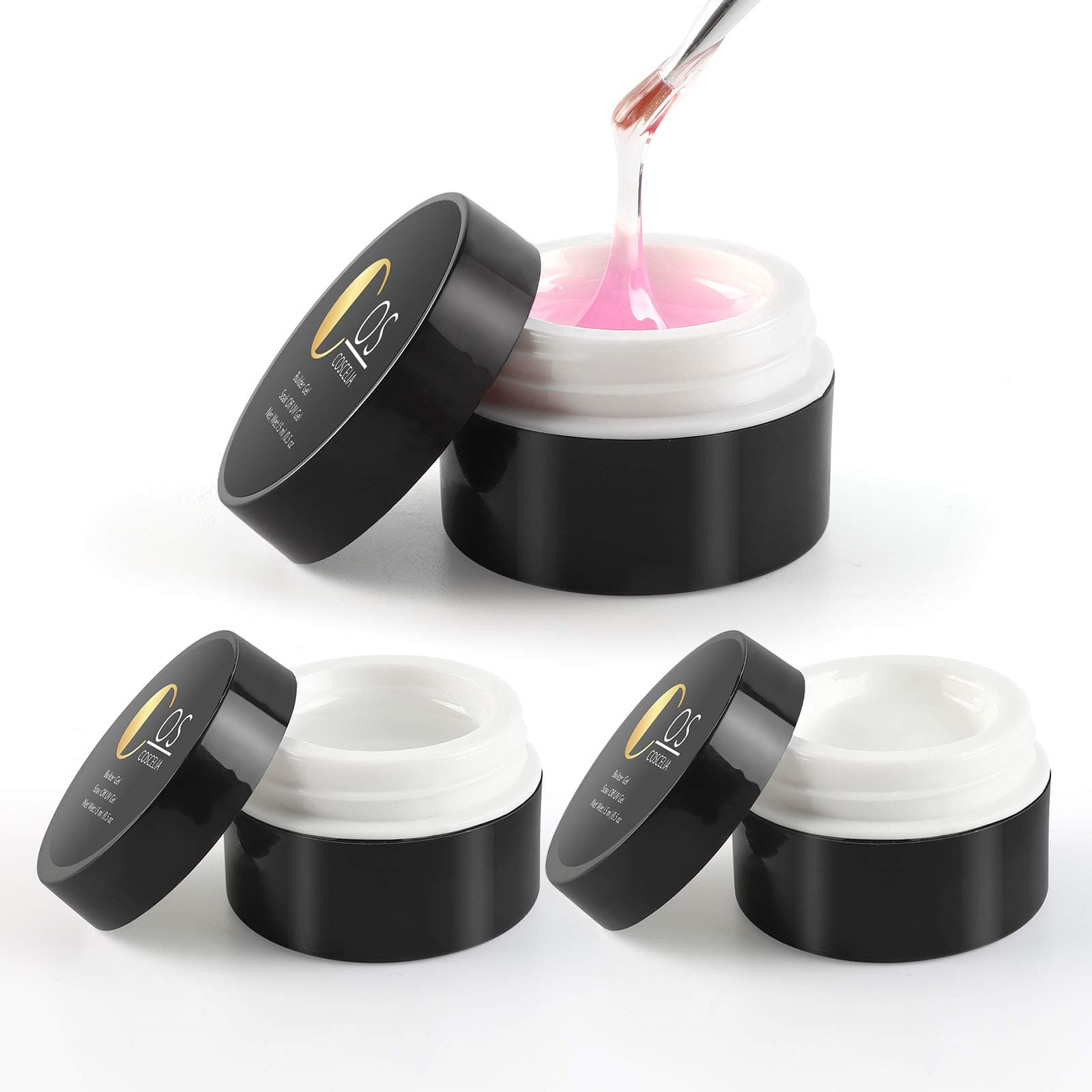 U V Builder Gel Set - 3 Colors Acrylic Builder Gel for Nail Extension Strengthen Soak Off UV Gel Nail Polish Kit for Nail Art