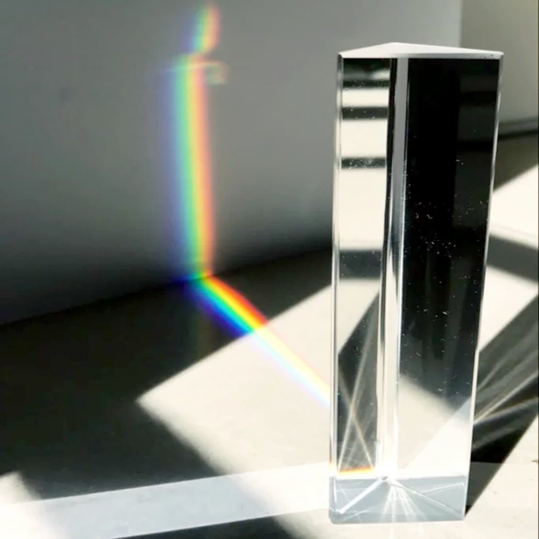 6" Amlong Crystal Optical Glass Triple Triangular Prism Physics Teaching Light Spectrum Sunlight Reflect Light Prism for Science Photography Rainbow (6"/150mm)
