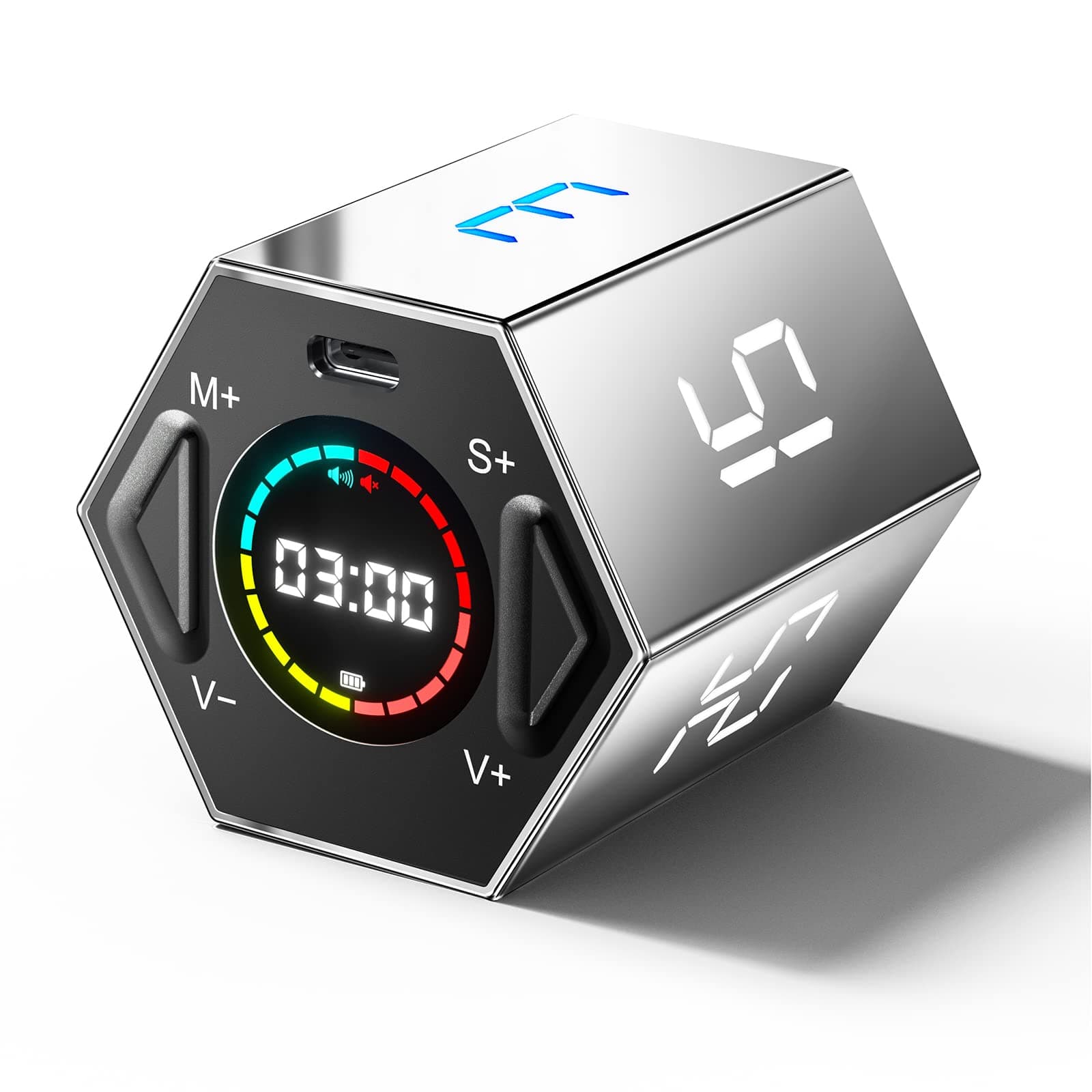【TickTime・New Era Digital Timer】 Regular Hexagonal Prism Pomodoro Timer Kitchen Timer Cube Timer for Study, Meetings, Sports Tests