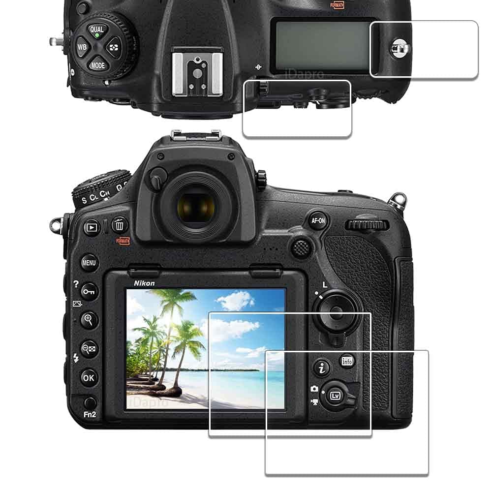 Screen Protector for Nikon D850 + Top Screen Protector [2+2 Pack] ， Tempered Glass Easy Installation