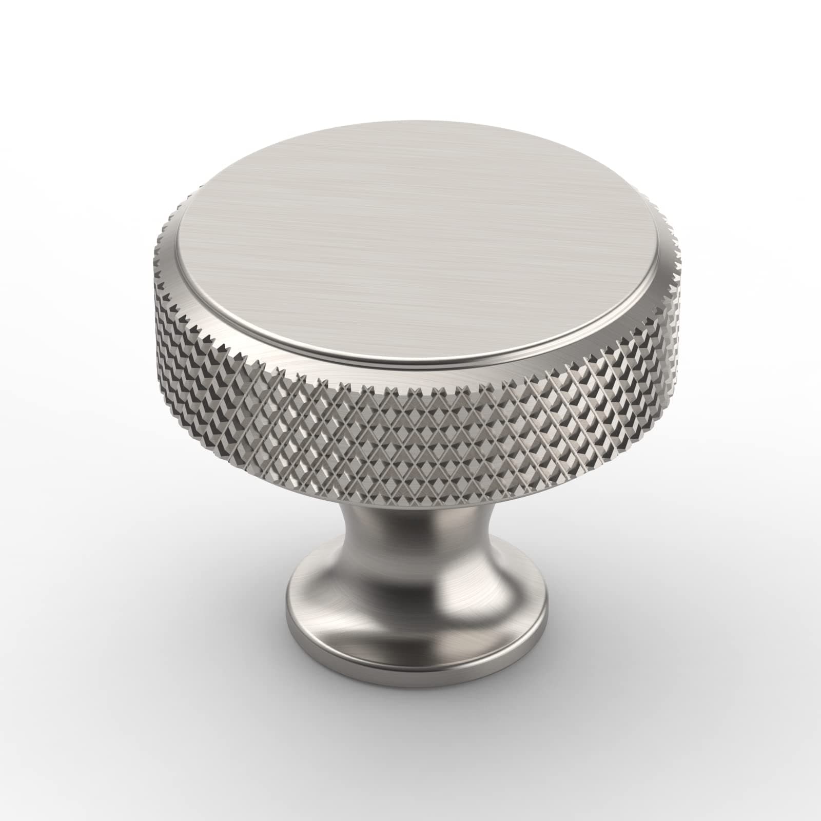Amerdeco 10 Pack Brushed Satin Nickel Knurled Cabinet Knobs Kitchen Cabinet Handles for Drawer Dresser, Cupboard and Wardrobe ZH0036