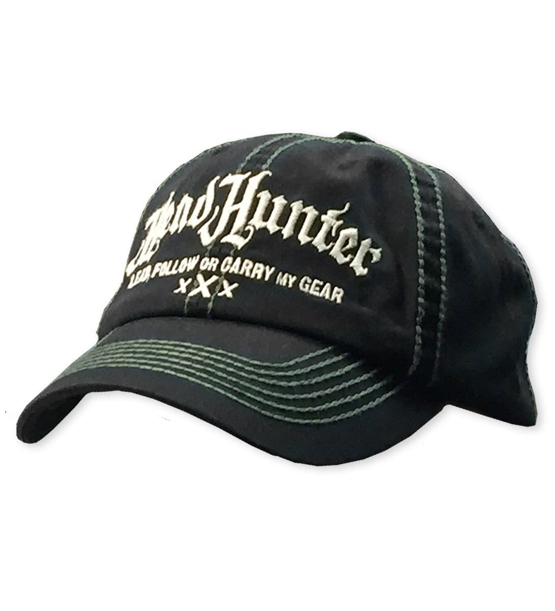 Bone Head Outfitters Head Hunter Black Ops Hat - Black Old School Unstructured Hunting Cap - Adjustable with Velcro Closure