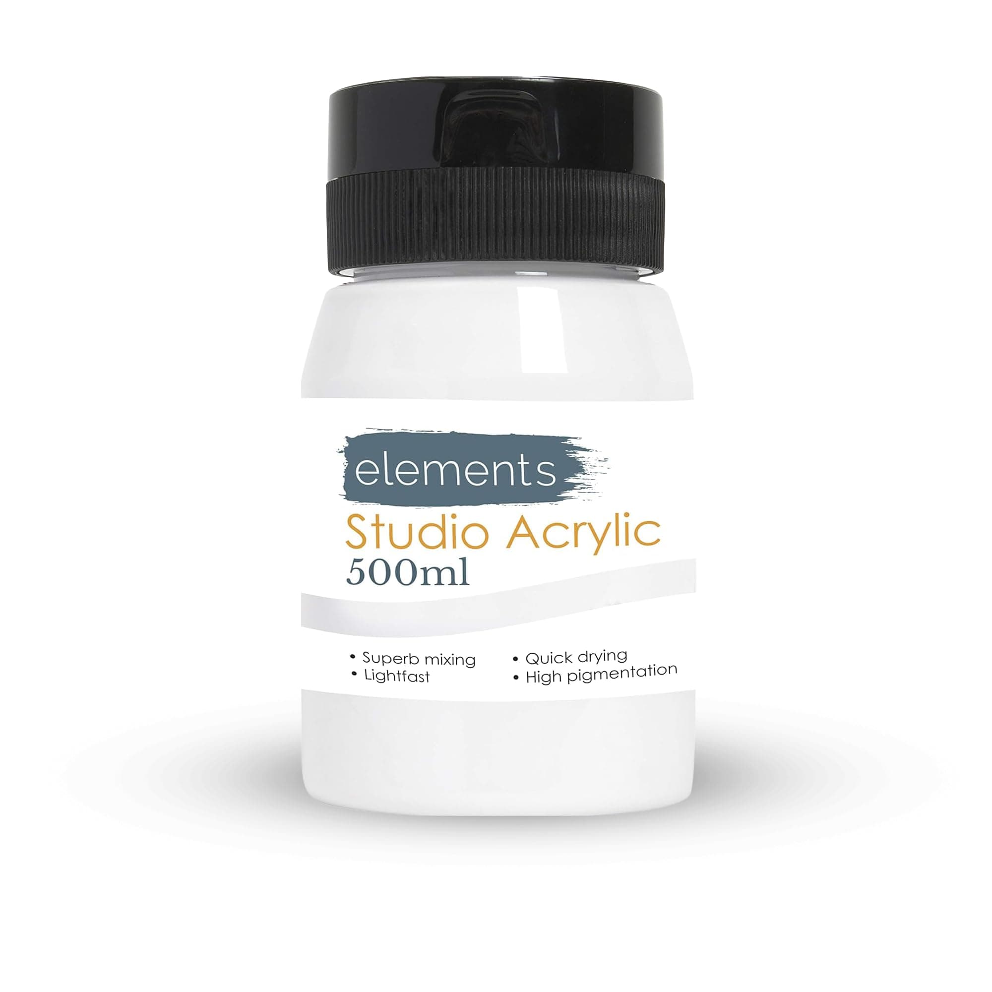 Elements 500ml Acrylic Paint 500 ml Tub - Quick Drying Acrylic Paints with High Pigment and Vibrant Colour Pigment Titanium White
