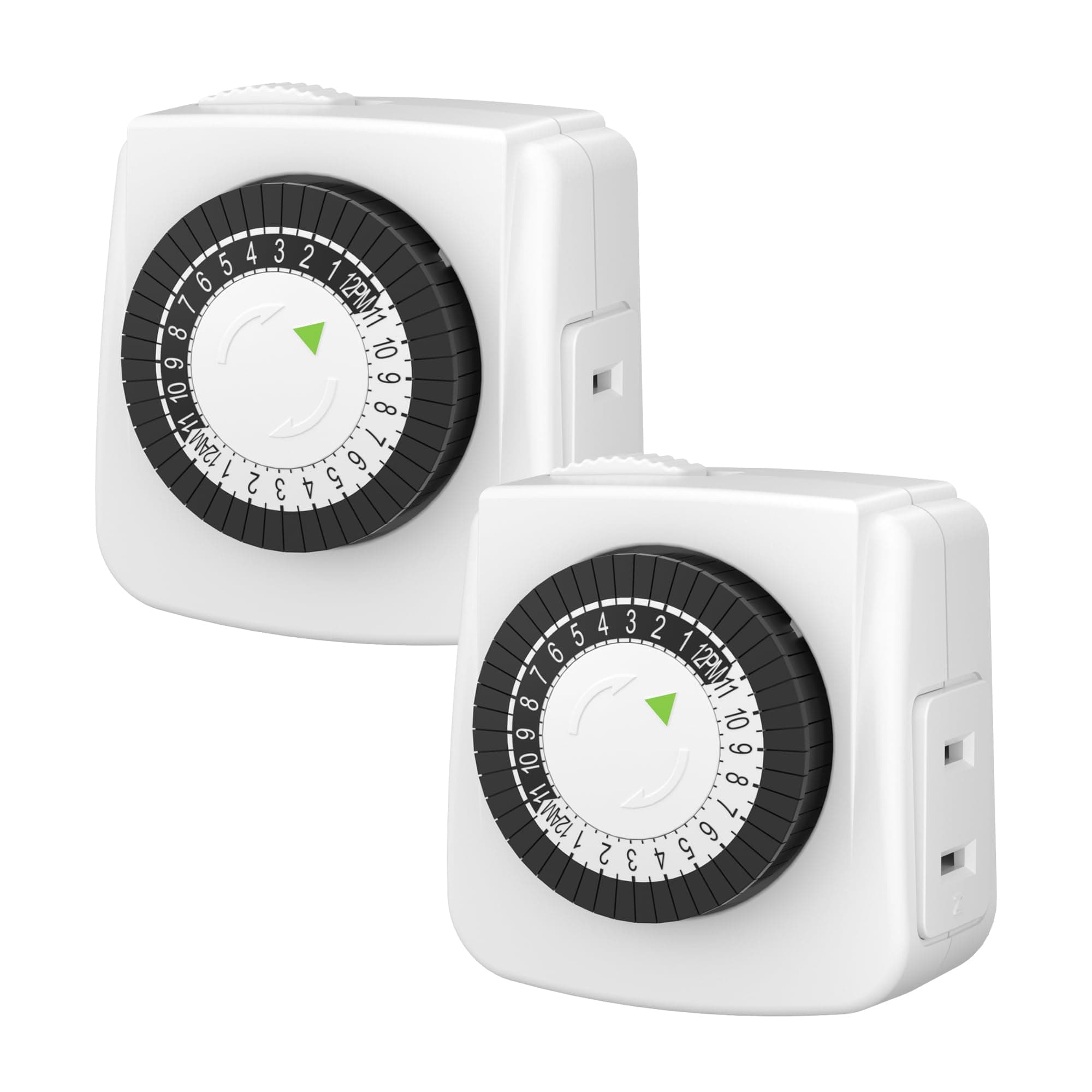 BN-LINK Indoor 24-Hour Mechanical Timer Outlet, 2 Prong, 2-Pack
