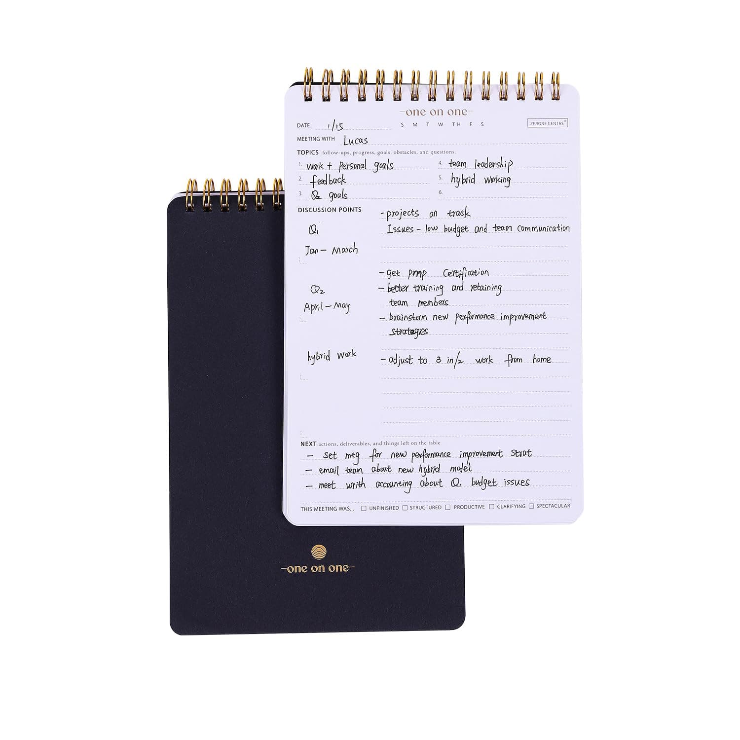 ZERONE CENTRE Productivity Notepad Suite (One on One-Black-A5)