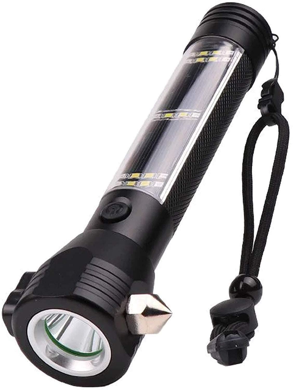 VICHAXAN 7 Mode Solar Torch Light | Multi-Functional Flashlight Solar Light | Power LED Torch USB Rechargeable Torch with Window Breaker Seat Belt Cutter Compass for Highking, Camping Travel ||