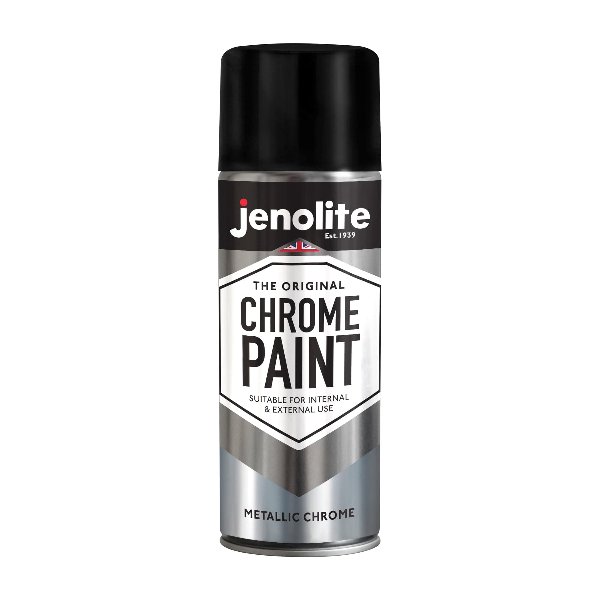 JENOLITE Chrome Spray Paint | Smooth Metallic Silver | Chrome Colour | Multi-Surface Paint For Metal, Wood, Plastic, Ceramic | Suitable For Interior & Exterior Use | 400ml