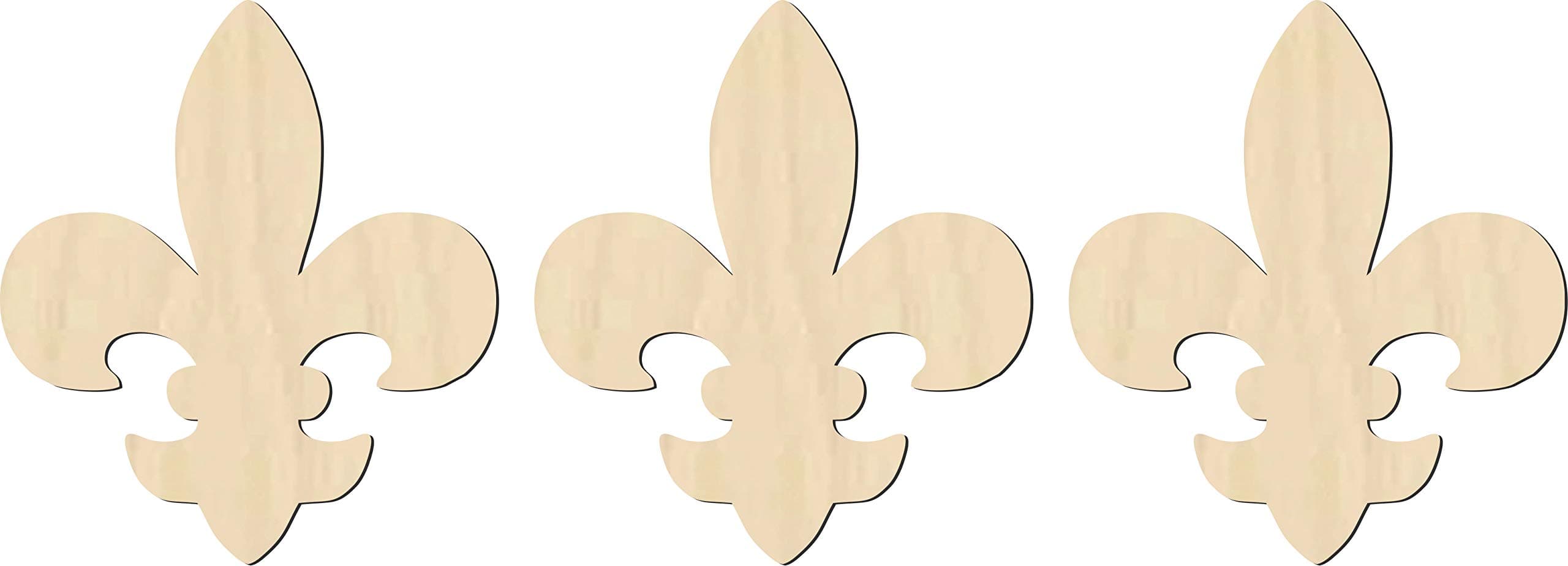 6" Fleur De Lis - 3 Pack - Wood Cutout Shape - DIY party craft - decorate