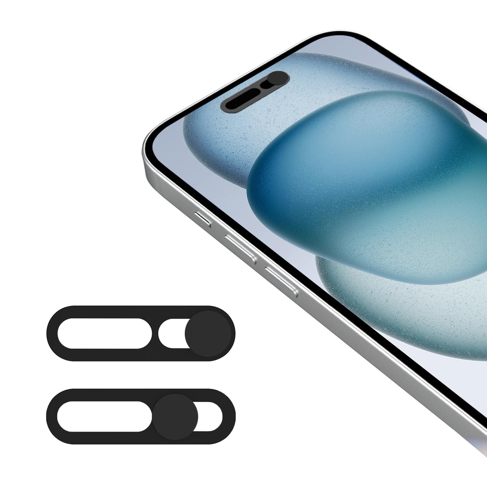 Webcam Cover,Front Camera Cover Compatible for iPhone 15/15 Plus/15 Pro/15 Pro Max/14 Pro/14 Pro Max,Protect Privacy and Security,Not Affect Face ID, 2 Pack-Black