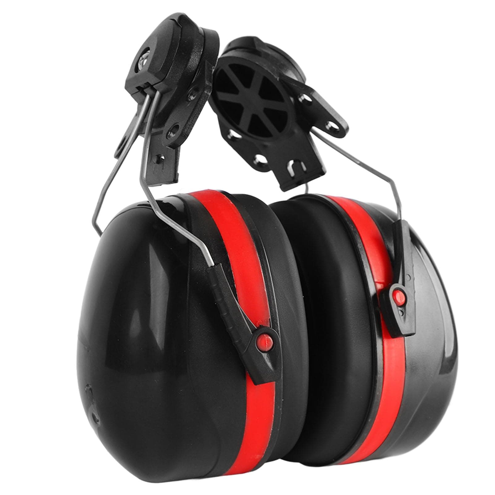 Hearing Hard Hat Attachment Earmuff, Noise Reduction Angle Adjustable Telescopic Helmet Earmuff Red, 2Pcs Noise Reduction Safety Ear Muffs