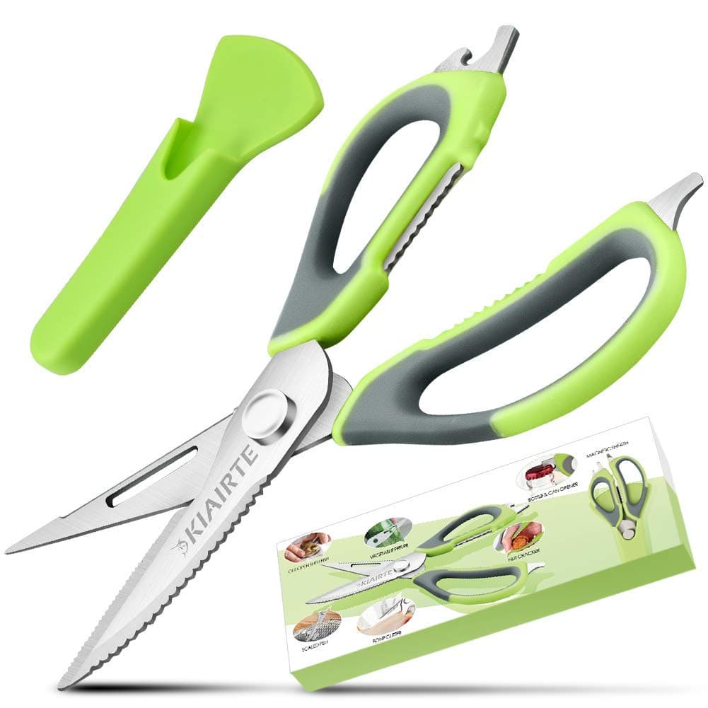 Multi-Purpose Kitchen Scissors - Heavy Duty Kitchen Shears with Magnetic sheath and case, Come-apart Anti-rust Shears for Chicken/Poultry/Fish/Meat/Herbs