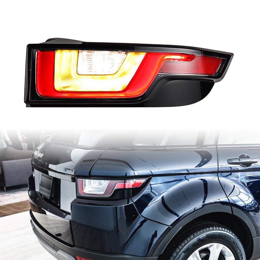 Anzios Tail Light Brake Replacement for Range Rover Evoque 2016-2018, Tail Lamp Assembly Land Rover Evoque Accessories Red/Amber/White Running DRL Turn Signal Reverse Lamp (Smoke/Clear Lens, LH)