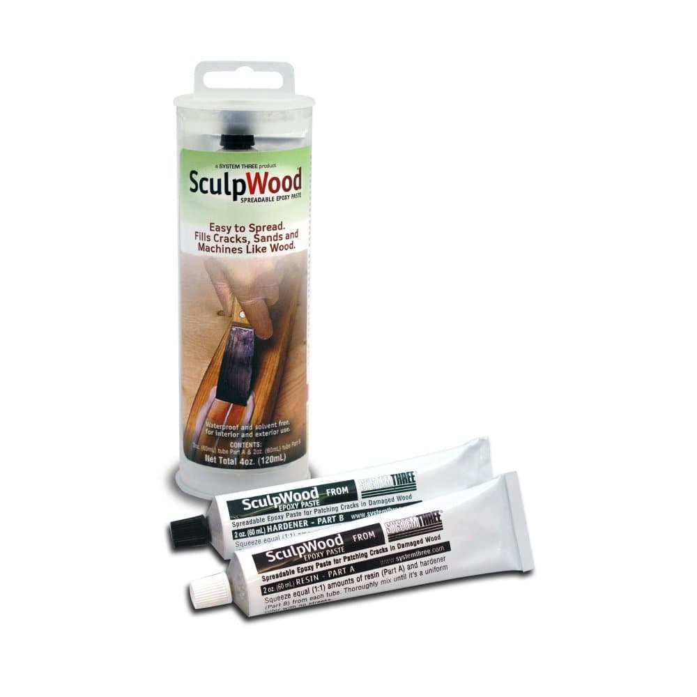 System Three SculpWood Paste Wood Epoxy Filler, 4 oz, Brown