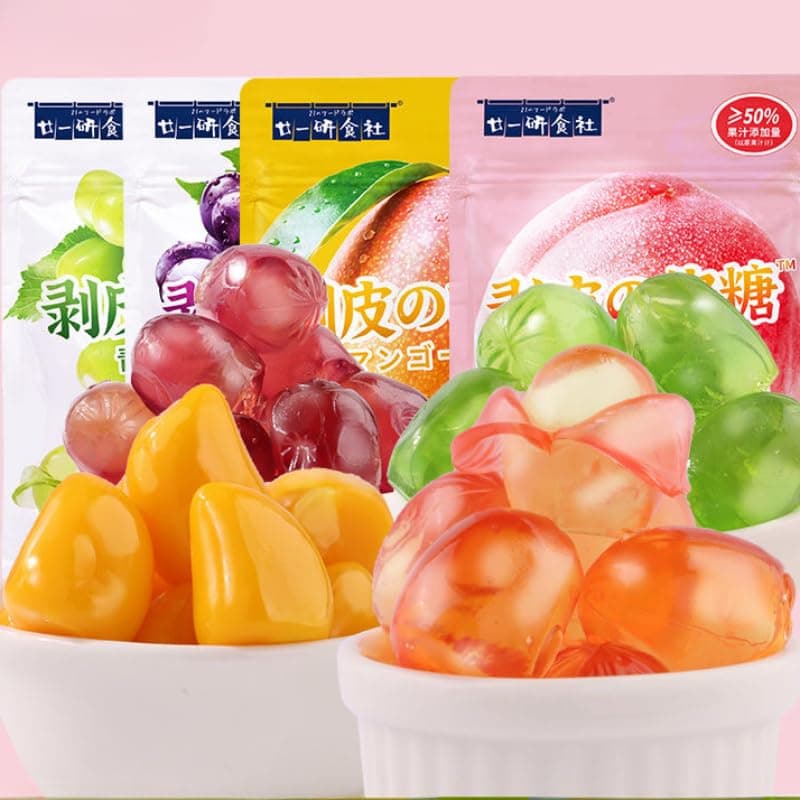 Peelable Gummies,Mango White Peach Soft Candy,Fruit Juice Fudge,Grape Gummy Candy,Peeling Sweets Candy,Casual Desserts,Wedding Candies,Instant Healthy Chinese Snacks (Mango,2bag)