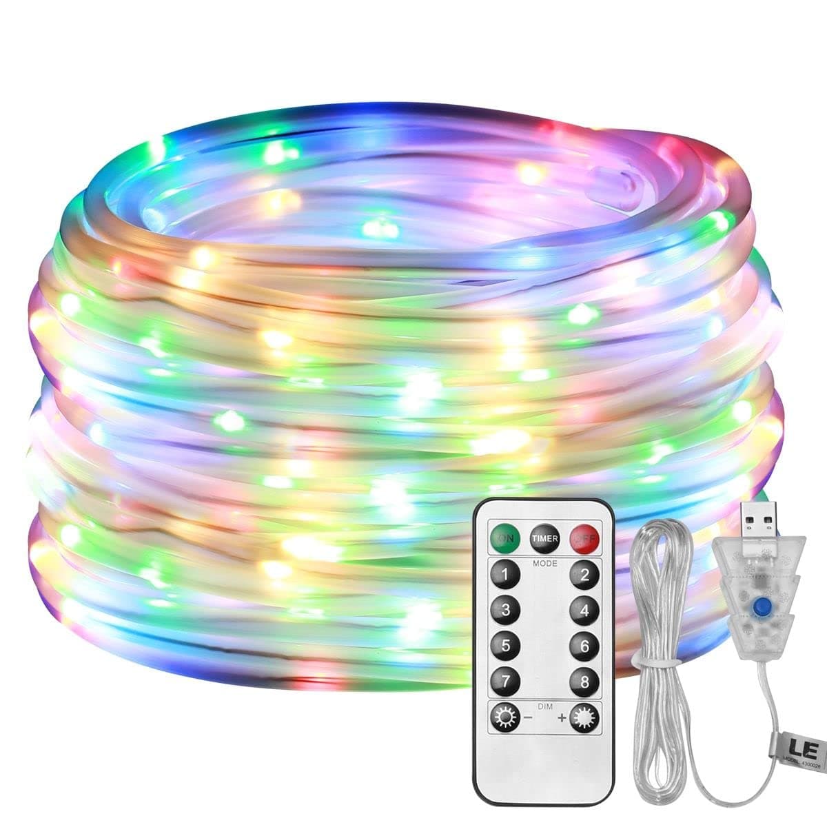 LED Fairy Rope String Lights - USB Powered 10 Meter 100 LED String Sensory Lights | 8 Mode Dimmable Indoor Lights for Christmas, Party & Fun Sensory Room…