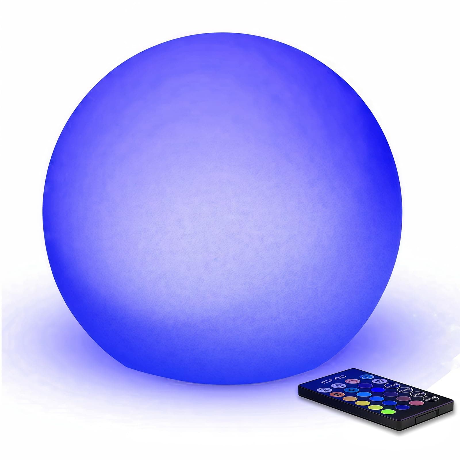 Mr.Go 8" LED Night Light Ball Lamp Colour Changing Mood Light Bedside Lamp, 8 Dimmable Brightness, 16 Adjustable Colors, Remote Control, Rechargeable Sphere Lamp Table Light for Home Decoration