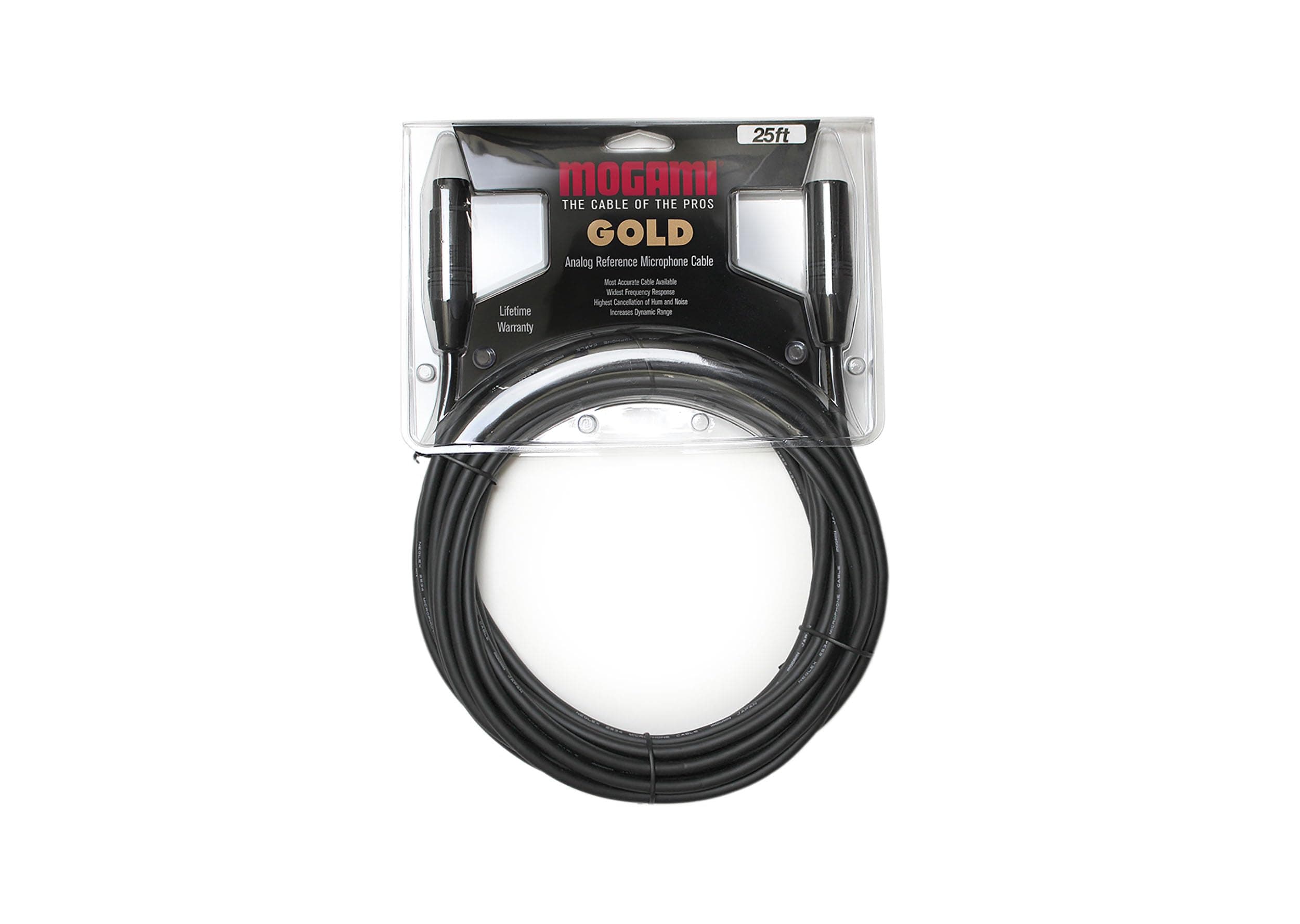 Gold Studio 25 XLR to XLR Quad Conductor Patch Cable 25 feet with Gold Contacts, XLRM-XLRF Connectors, Pro Audio Noise-Free