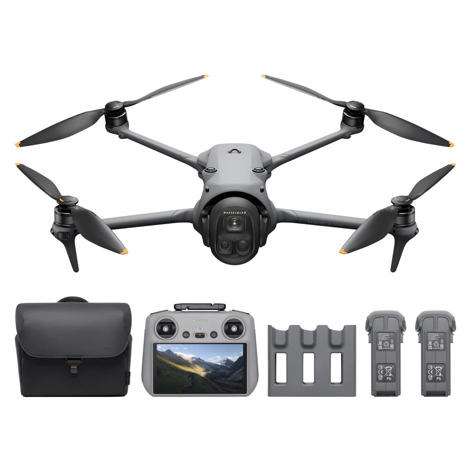 DJI Mavic 4 Pro Fly More Combo with DJI RC 2, Flagship Tri-Camera Drone with 100MP 4/3 CMOS Hasselblad Camera, 30km Video Transmission, 51-Min Max Flight Time, Charging Hub, and More