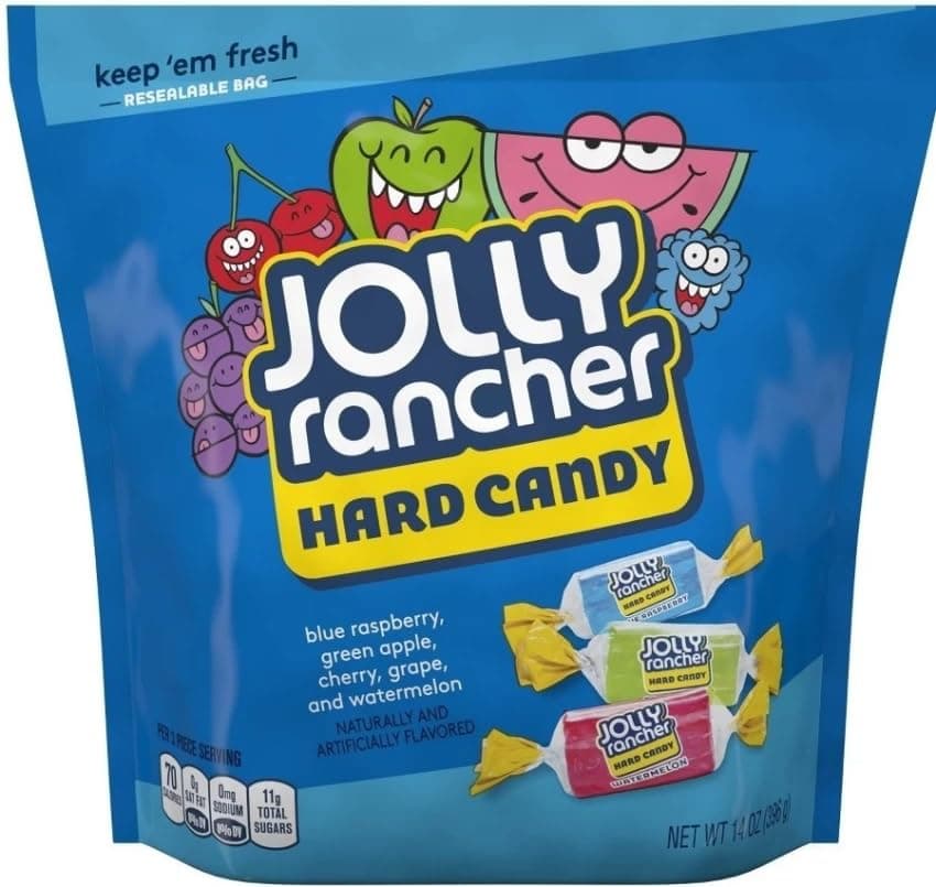 Jolly Rancher Original Hard Candy Assorted Flavour Blue Raspberry, Green Apple, Cherry, Grape, Watermelon, 396g
