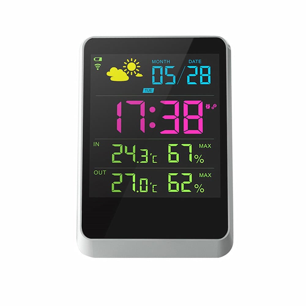 IFLYING Wireless Digital Alarm Clock with LCD Backlight Temperature Humidity Display Screen