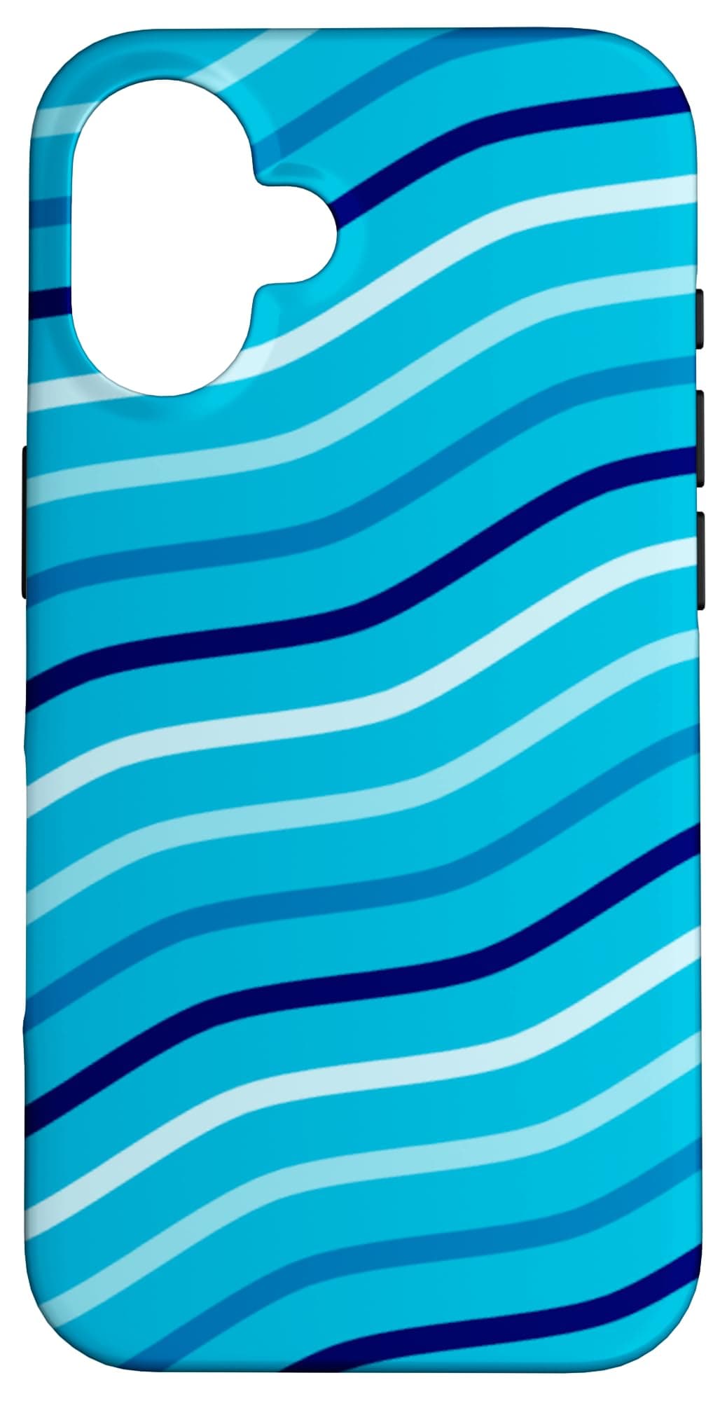 iPhone 16 Blue Turquoise Sky Curved Lines Diagonal Ocean Wave Pattern Case