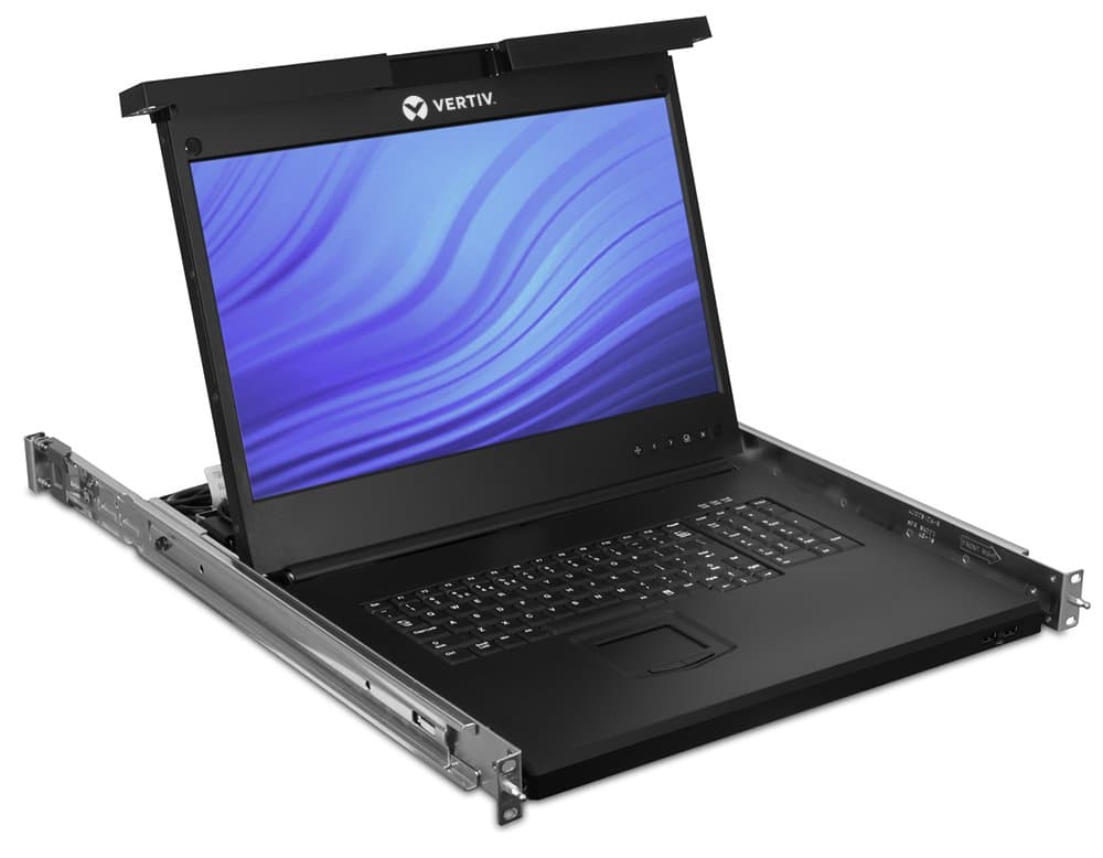 Vertiv Avocent Local Rack Access | 1U | LCD | Rack Mount Console (LRA185KMM-001), Black, 18.5 LCD Console, USB KB, 2USB Pass