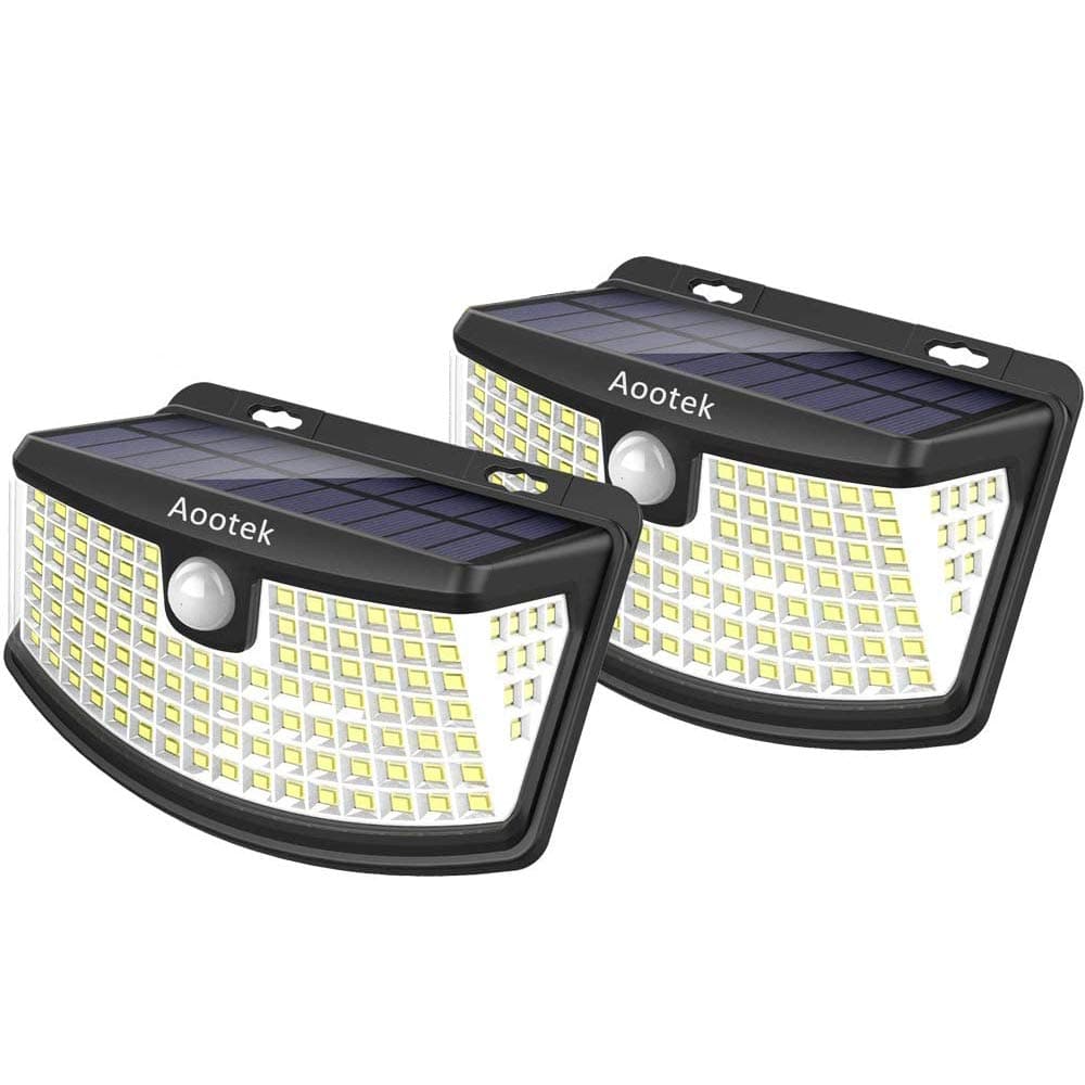 New Solar Lights Upgraded High Efficiency LEDs with 11.8 in² Solar Panel, 3 Optional Modes Sensitive PIR Motion Sensor Light with Wide Angle, IP65 Waterproof Solar Outdoor Security Wall Lights(2Pack)