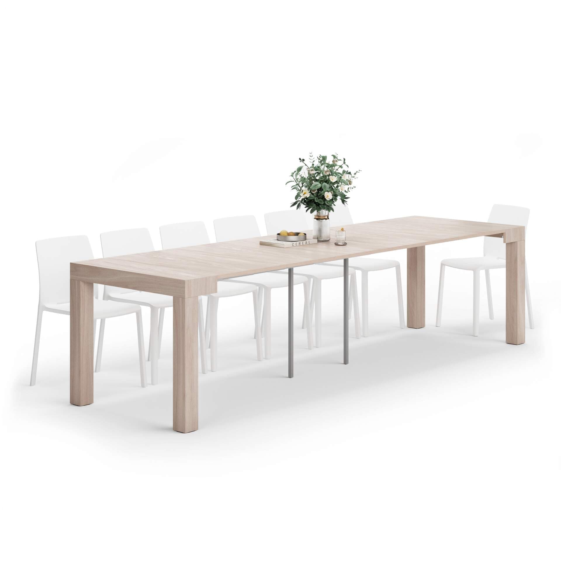 Mobili Fiver, First, Extendable Console Table, 45(305) x90 cm, Pearled Elm, Made In Italy