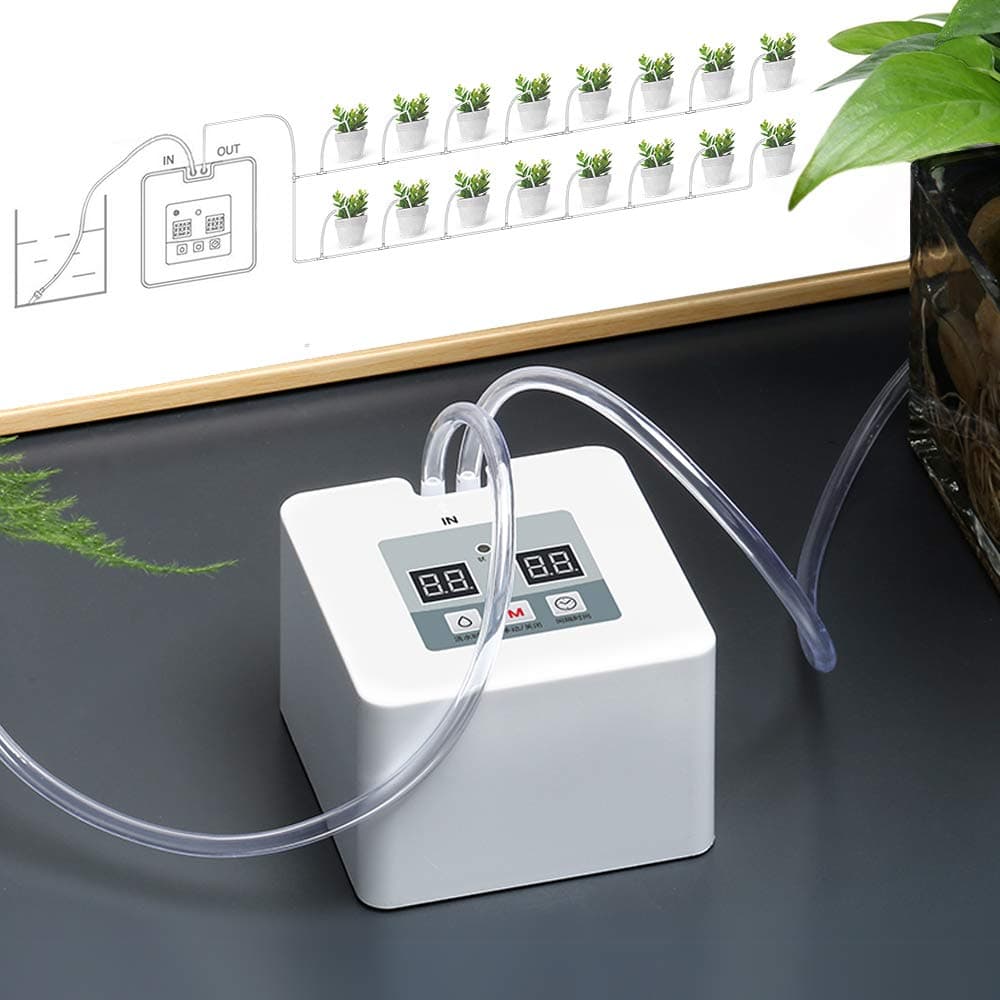 DIY Micro Automatic Drip Irrigation Kit, Self Watering System with Timer and USB Power Operation, 30-Day Programming Vacation Automatic Irrigation System for Potted Plant