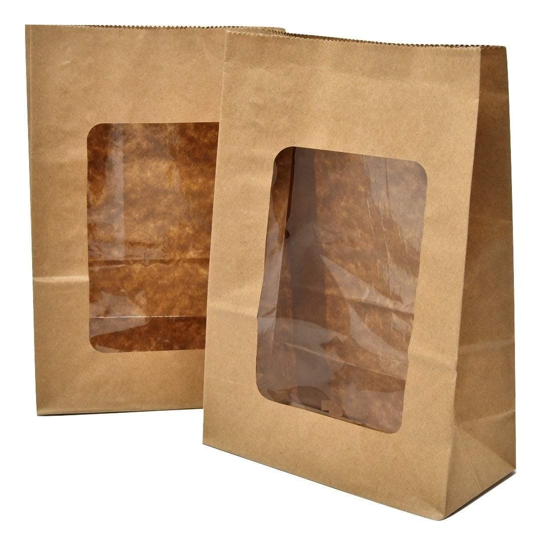 Bakery direct Kraft windowed cookie bags with PLA window (fully recyclable) (250)