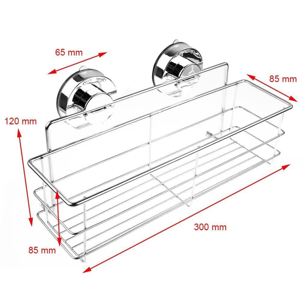 Regtangular Wire Basket Stailess Steel | Super Suction | Wall Mounted Bathroom Accessories | Showerdrape