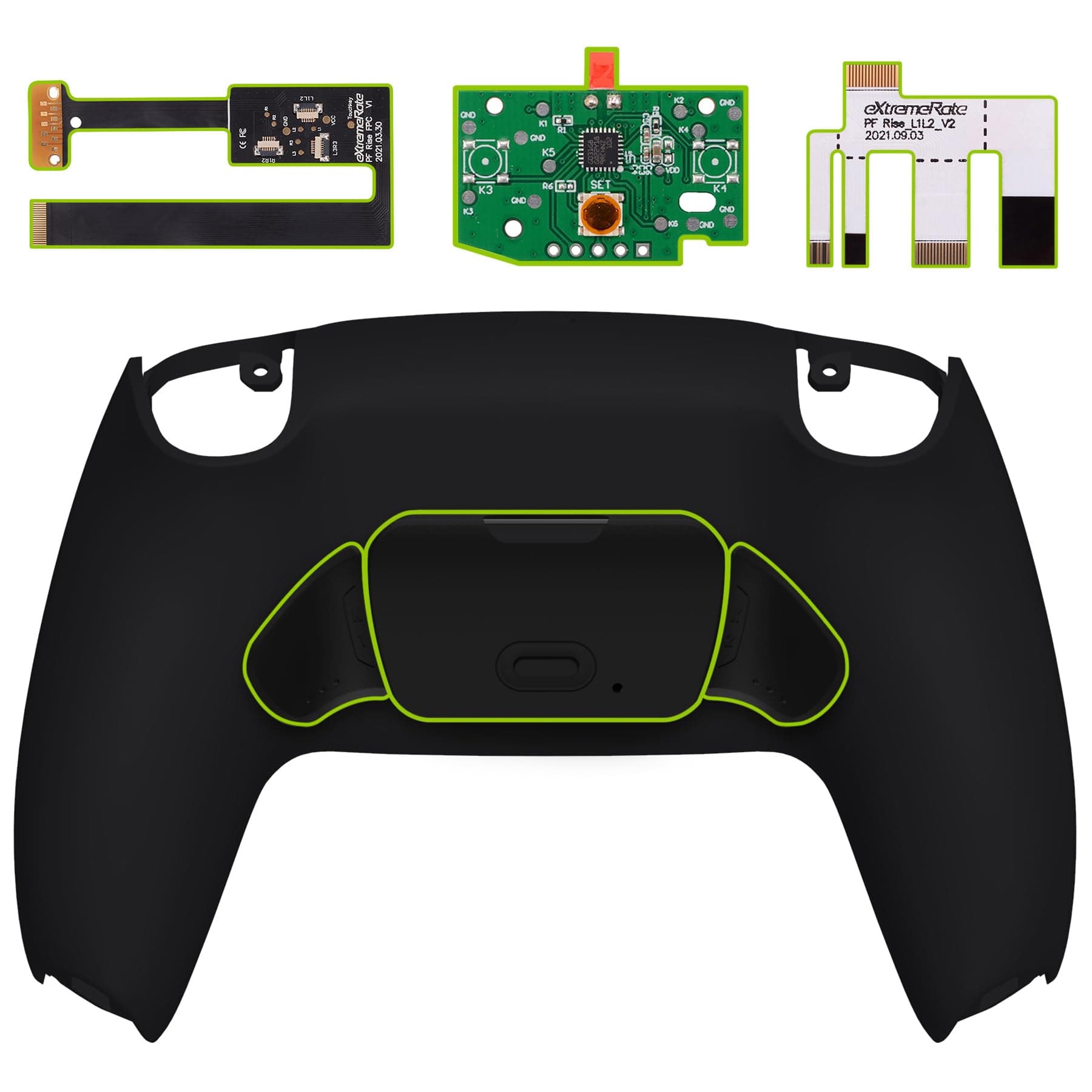 Black Back Paddles Programable Rise 2.0 Remap Kit for PS5 Controller BDM-010 020, Upgrade Board & Redesigned Back Shell & Back Buttons Attachment for PS5 Controller - Without Controller