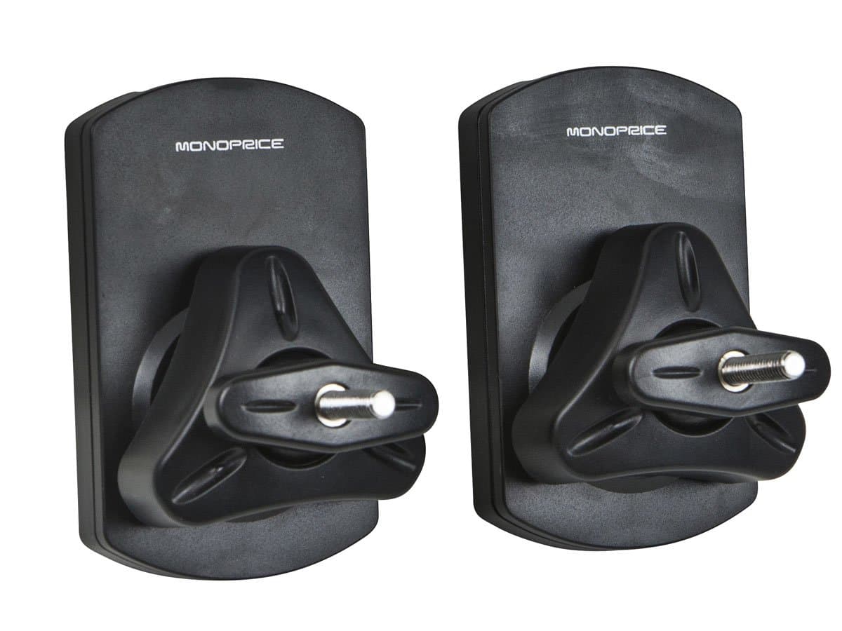 Monoprice Low Profile 22 lb. Capacity Speaker Wall Mount Brackets (Pair) Black