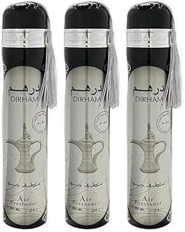 Arabian Air Freshener Bundle (3 x 300ml) Dubai, Luxury Scent, Long Lasting Fragrance (3 x Dirham Silver)