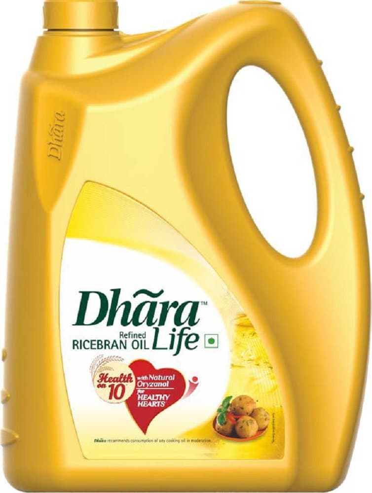 Dhara Rice Bran Oil, 5L Jar